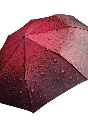 Жіноча бордова парасолька з краплями 2058