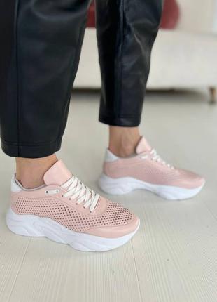 Кожаные женские летние кроссовки кроссовки с перфарацией4 фото