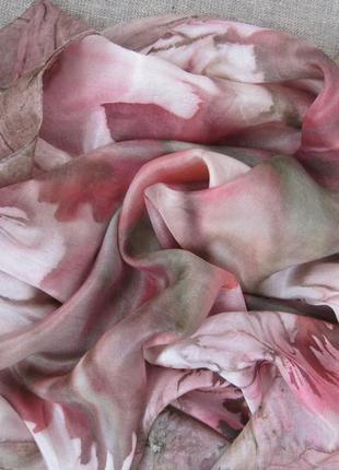 Шелковый платок, шелк 100%, ручная роспись батик ручной шов