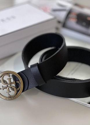 Женский ремень guess черныйс золотистой пряжкой