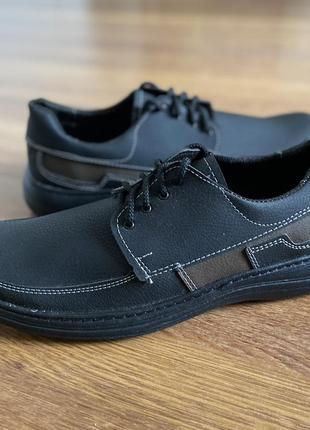 Туфли мужские черные прошитые на шнурках