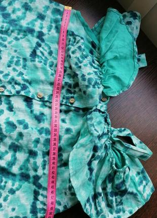 Натуральна лляна італійська блузка блуза з відкритими плечами3 фото