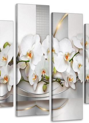 Модульная картина из 4 частей в госиную и спальню абстракция орхидея art-157_4 melmil