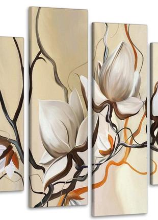 Модульная картина из 4 частей в госиную и спальню абстракция цветы art-110_4 melmil