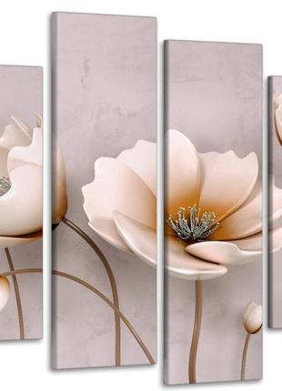 Модульная картина из 4 частей в госиную и спальню цветы маки art-609_4 melmil