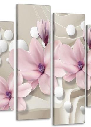 Модульная картина из 4 частей в госиную и спальню абстракция цветы art-40_4 melmil