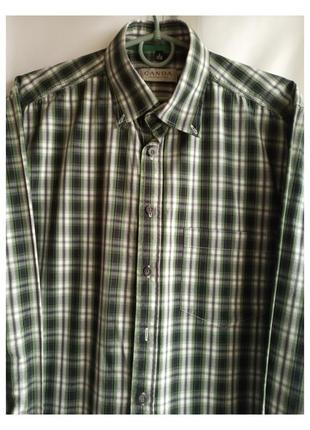 Рубашка мужская в клетку с длинным рукавом, небольшой размер, тонкая, легкая, нюанс - небольшой брак по ткани см. фото3 фото
