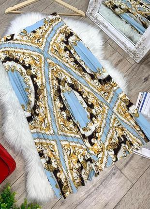 Классическая юбка плиссе в актуальній принт в стиле versace от бренда f&f.