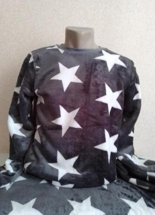 Піжама  махрова для хлопчика підлітка сіра зірка на 14-16 років2 фото
