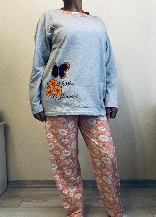 Піжама жіноча байкова сіра 54р1 фото