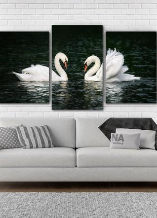 Модульная картина из 3 частей в гостиную спальню лебеди art-182_3 melmil2 фото