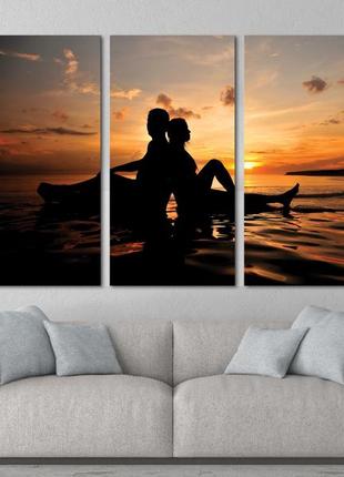 Модульная картина из 3 частей в гостиную спальню влюбленная пара на берегу моря art-97_xxl melmil2 фото
