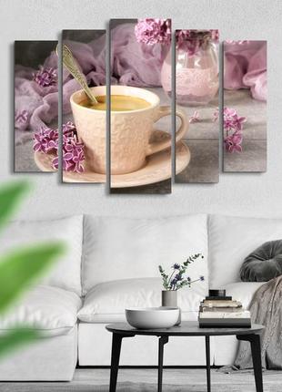 Модульная картина из 5 частей в гостиную спальню / кухню утреннее кофе art-361_5 ( 80х118см ) melmil3 фото