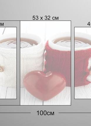 Модульная картина из 3 частей в гостиную спальню две чашки кофе art-70_3 melmil3 фото
