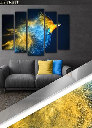 Модульная картина из 5 частей в гостиную спальню попугай ара art-300_5 ( 80х118см ) melmil3 фото