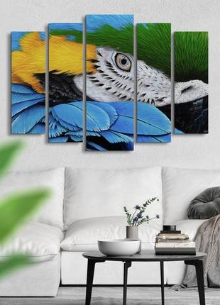 Модульная картина из 5 частей в гостиную спальню попугай art-242_5 ( 80х118см ) melmil2 фото