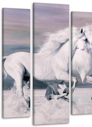 Модульна картина у вітальню / спальню пара білих коней art-478_5 ( 80х118см )