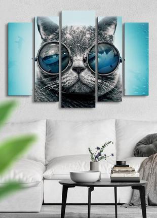 Модульная картина кот в очках art-269_5 ( 80х118см )2 фото