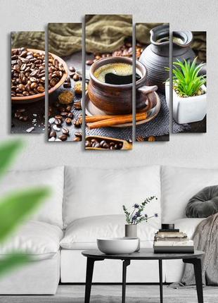 Модульная картина из 5 частей в гостиную спальню кофе с корицей art-393_5 ( 80х118см ) melmil2 фото