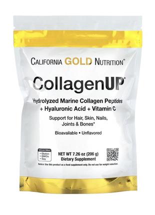 California gold nutrition, collagenup, морський гідролізований колаген, гіалуронова кислота й вітамін с, без додатків, 206 г2 фото