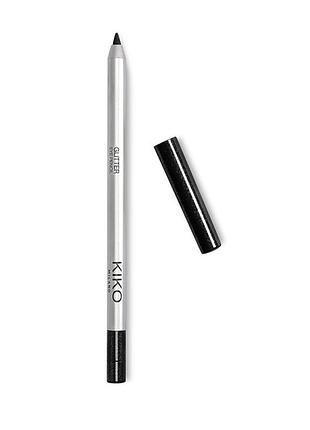 Стойкий черный карандаш с блестками kiko milano glitter eye pencil