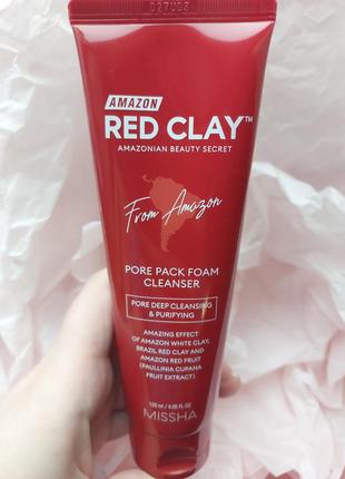 Missha amazon red clay pore pack foam cleanser пенка для умывания1 фото