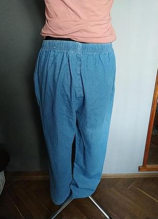 Джинсы голубые на резинке широкая штанина типа "мом"4 фото
