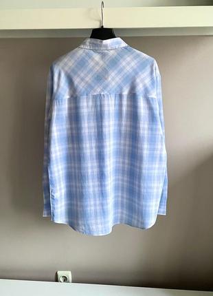 Голубая рубашка оверсайз в клетку