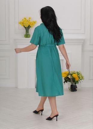 Гарна міді сукня-сорочка з котону7 фото