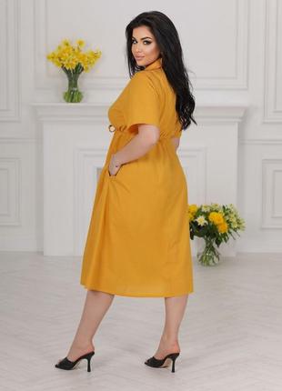 Стильна котонова сукня-сорочка довжиною міді5 фото
