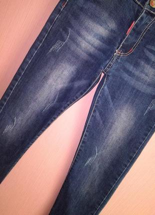 Стильные джинсы с потертостями / скинни7 фото
