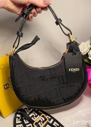 Жіноча сумка чорна клатч під стилю fendi фенді