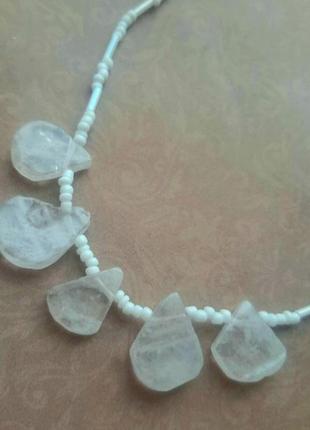 Ожерелье кварц колье чокер бисер бусы ручн раб hand made бижутерия тренд бохо этно