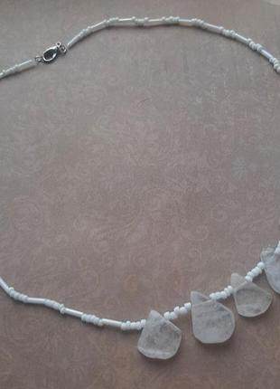 Ожерелье кварц колье чокер бисер бусы ручн раб hand made бижутерия тренд бохо этно