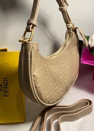 Женская сумка беж мини, сумка через плечо турция, сумка бежевая туречковая стиля fendi фенди бежевая клатч5 фото