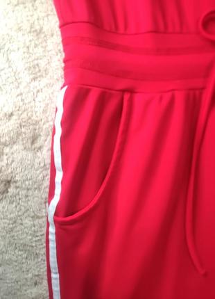 Красное спортивное женское платье миди 🩸5 фото