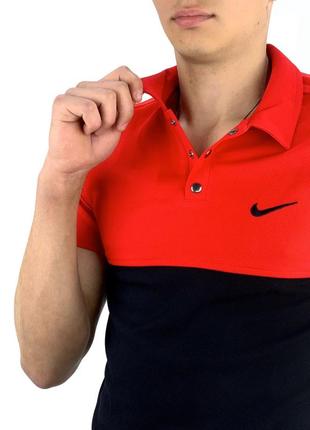 Футболка polo nike червоно-чорна (хм)3 фото