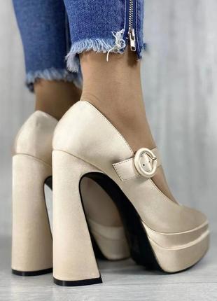 Жіночі атласні туфлі з ремінцем6 фото