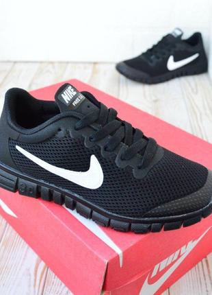 Nike free run 3.0 чорні з білим, сітка стильні чоловічі кросівки, демисезонні літні кросівки унісекс7 фото