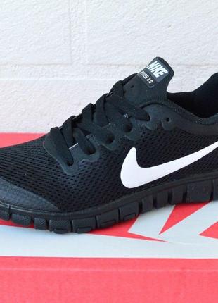 Nike free run 3.0 чорні з білим, сітка стильні чоловічі кросівки, демисезонні літні кросівки унісекс6 фото