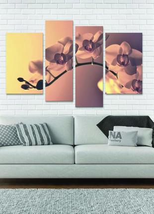 Модульная картина из 4 частей в госиную и спальню орхидея art-1_4 melmil2 фото