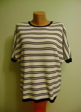 Кофта з коротким рукавом чорно-біла смужка, розмір 14uk, 42 eur