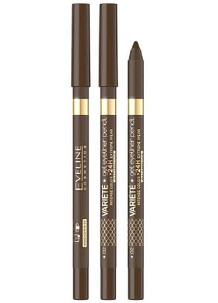 Водостійкий гелевий олівець для очей eveline cosmetics variete gel eyeliner pencil waterproof
