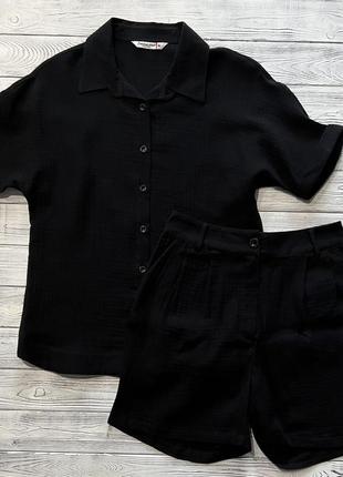 Костюм жіночий чорний літній з шортами