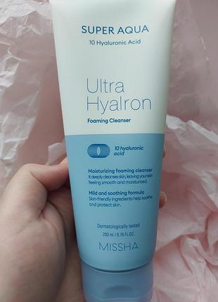 Missha super aqua ultra hyaluron cleansing foam пенка для умывания с гиалуроновой кислотой alwb1 фото