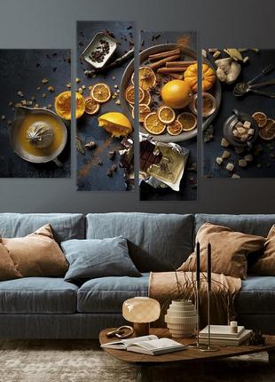 Модульная картина из 4 частей в госиную и спальню апельсины с шоколадом art-600_4 melmil2 фото