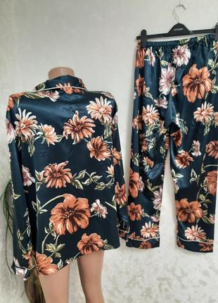 Нежная сатиновая пижама домашний костюм цветочный принт2 фото
