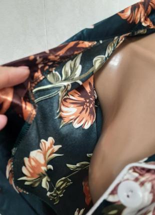 Нежная сатиновая пижама домашний костюм цветочный принт6 фото