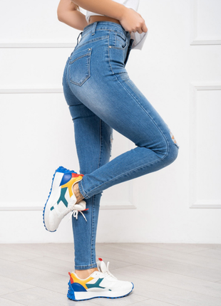 Синие джинсы скинни со стразами потертостями деми молодежные2 фото