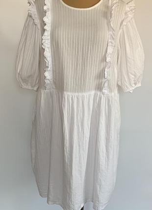 Белое платье из хлопка на подкладке
